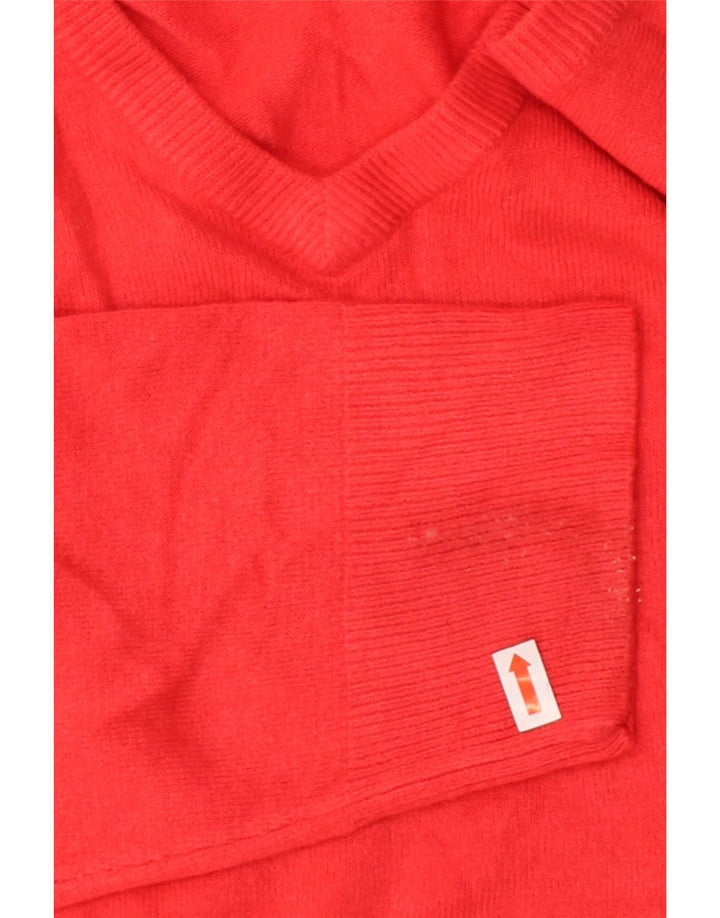 MARKS & SPENCER Mens V-Neck Jumper Sweater Medium Red Acrylic