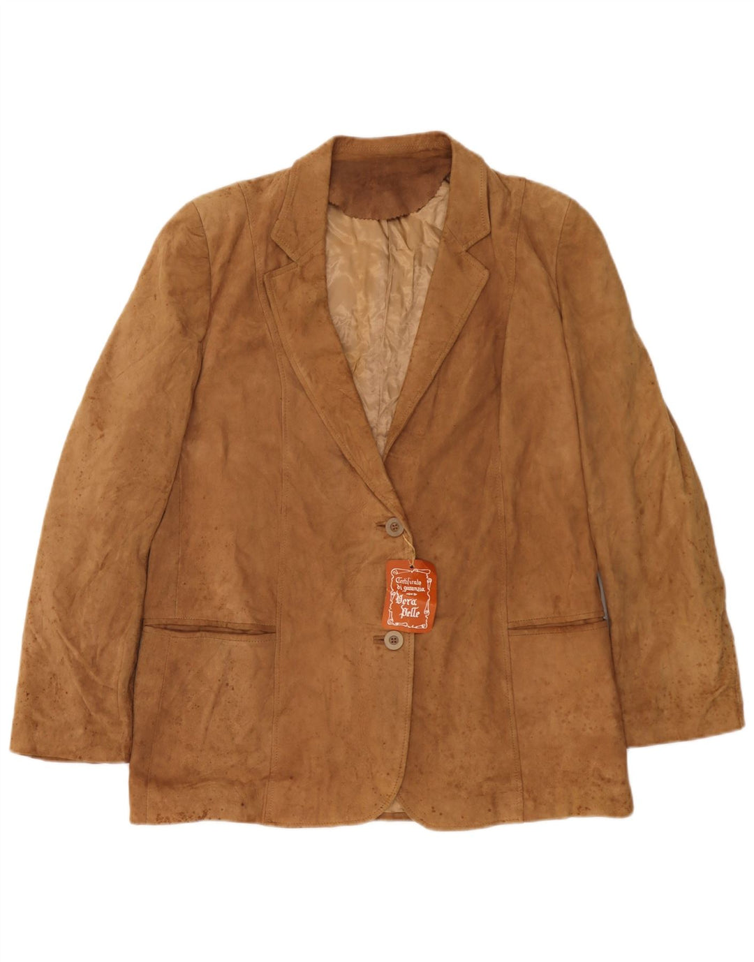 Anfor Dame Ruskind 2 Button Blazer Jacket IT 52 2XL Beige Læder