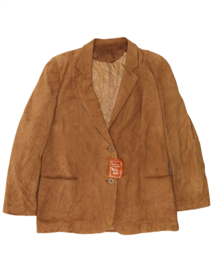 Anfor Dame Ruskind 2 Button Blazer Jacket IT 52 2XL Beige Læder