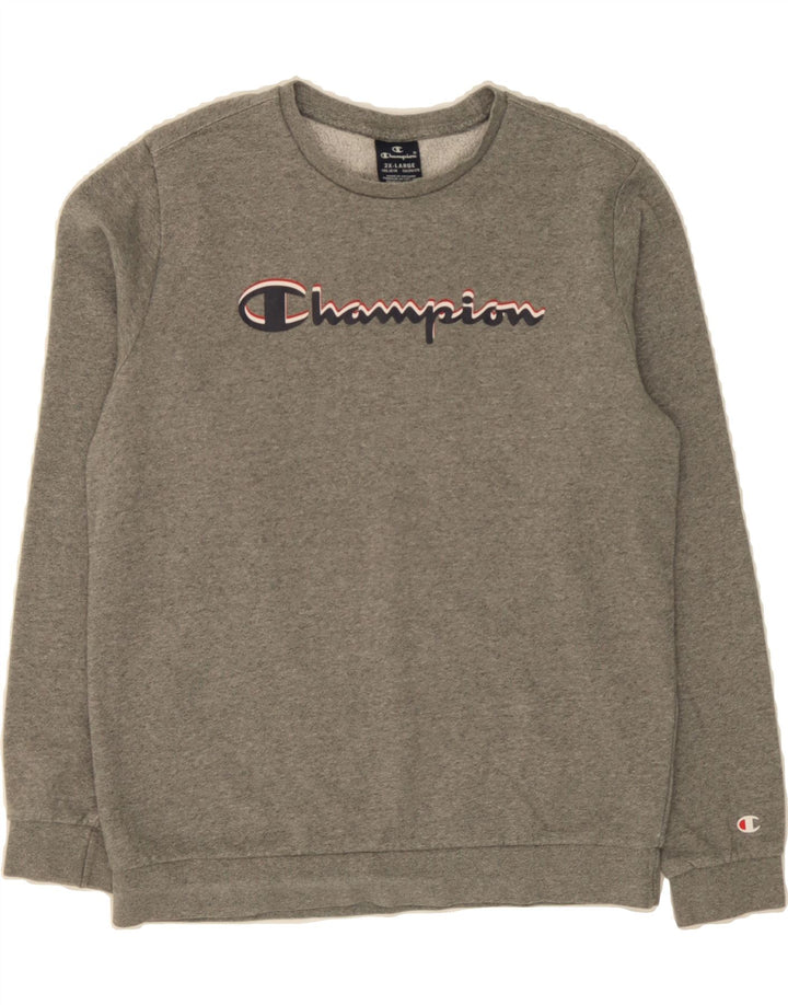 CHAMPION Boys Graphic Sweatshirt Jumper 15-16 Years 2XL Grey Flecked Vintage Champion and Second-Hand Champion from Messina Hembry 