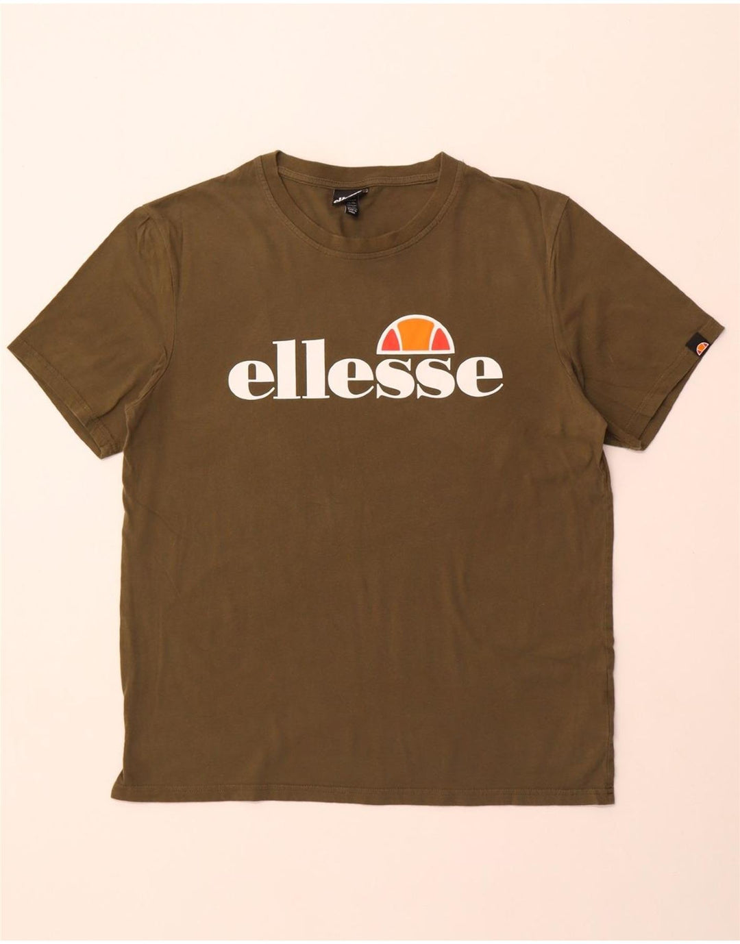 ELLESSE Herre Grafisk T-Shirt Top XL Khaki Bomuld