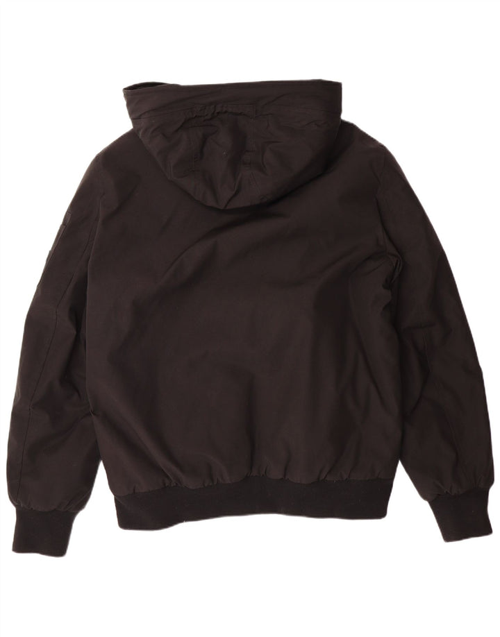 MICHAEL KORS Mens Hooded Sherpa Bomber Jacket UK 36 Small Black Polyester