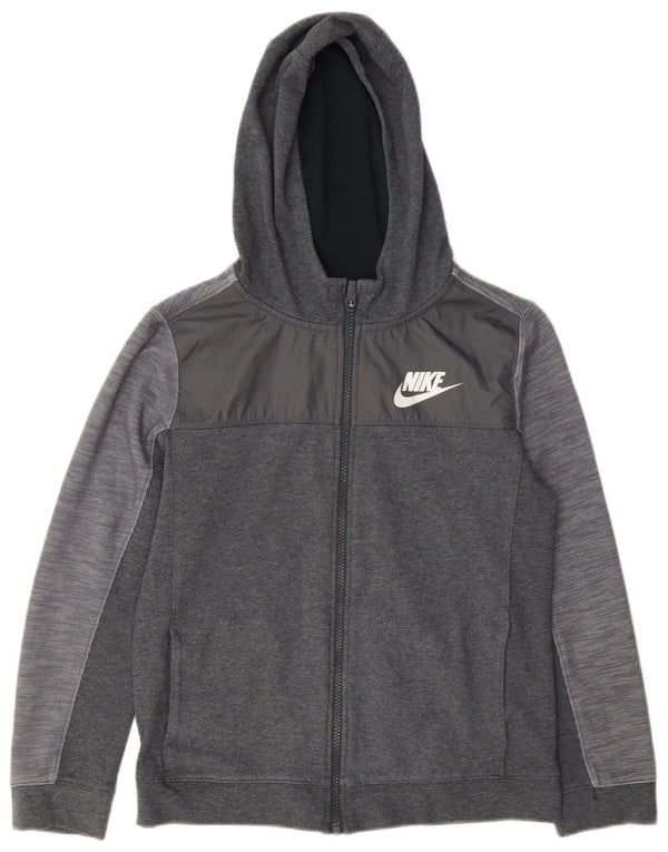Nike hættetrøje med lynlås til drenge 12-13 år Stor grå bomuld