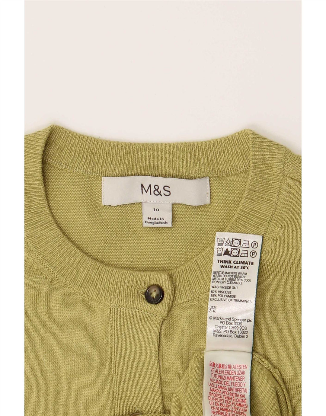 Marks & Spencer Dame Cardigan Sweater UK 10 Small Green Viscose