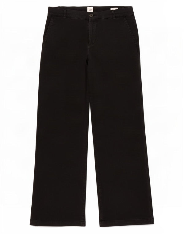 Gap Womens Wide Leg Chino Bukser US 12 Large W34 L32 Black Bomuld