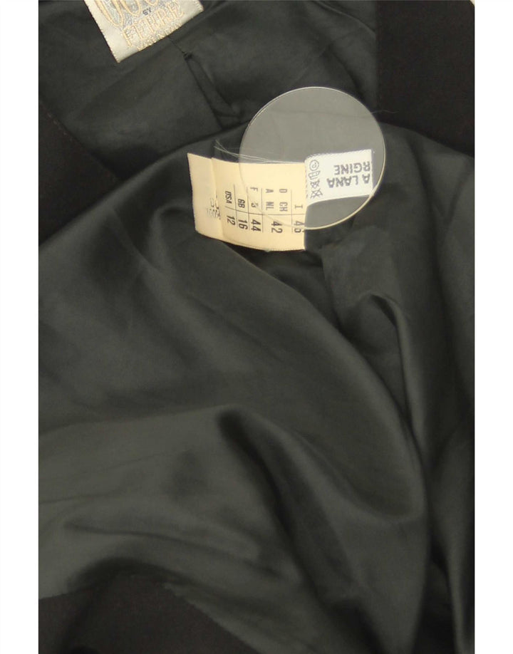 Ferre Dame 3/4 ærmet overfrakke UK 16 Large Black Virgin Wool