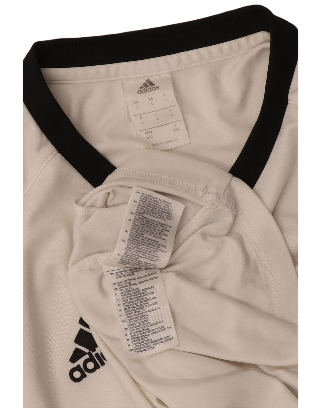 Adidas Dame T-Shirt Top Stor Hvid Colourblock Polyester
