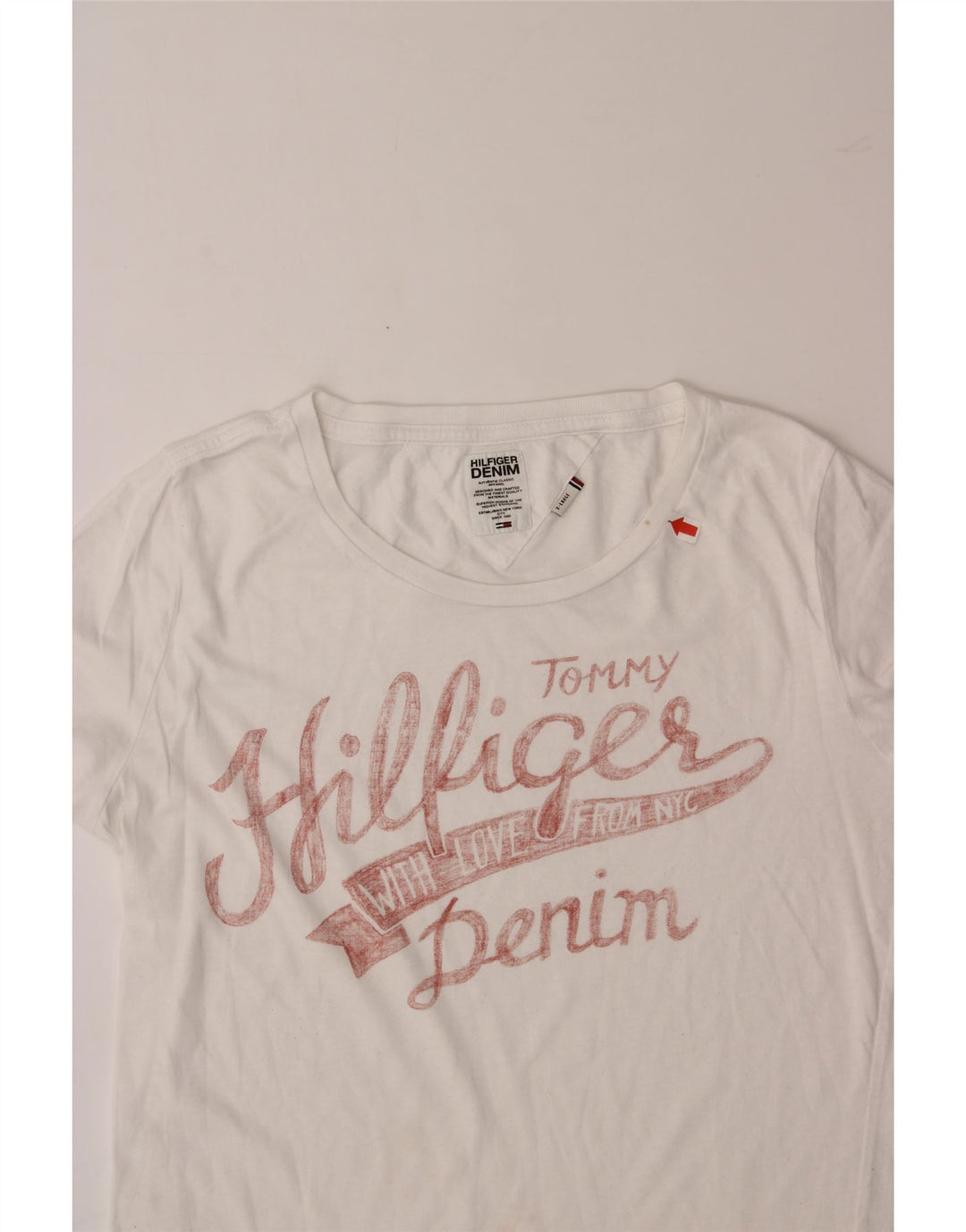 TOMMY HILFIGER Womens Graphic T-Shirt Top UK 18 XL White Polyester Vintage Tommy Hilfiger and Second-Hand Tommy Hilfiger from Messina Hembry 