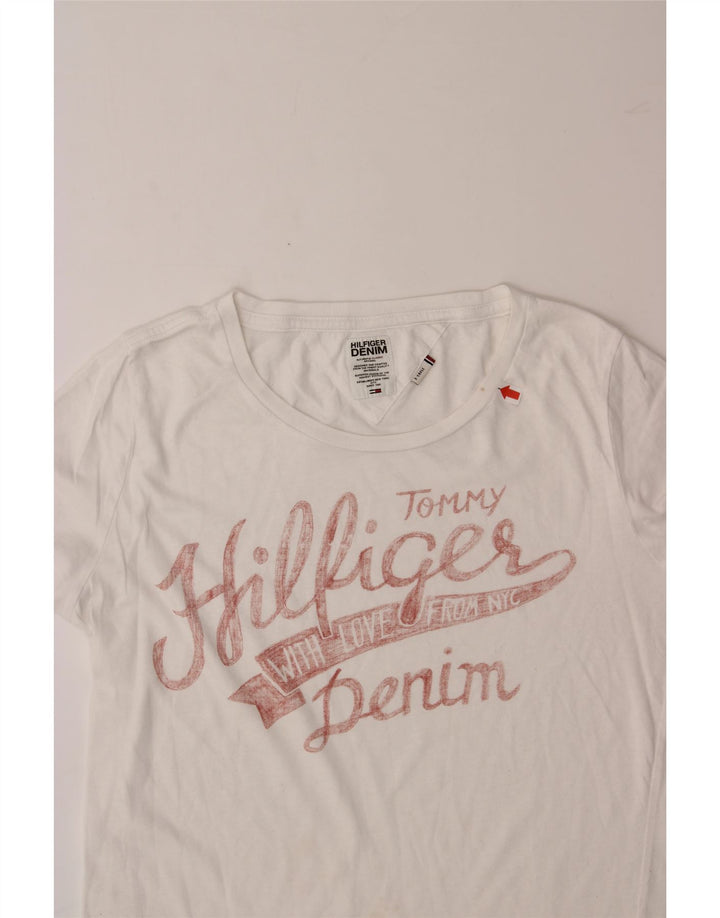 TOMMY HILFIGER Womens Graphic T-Shirt Top UK 18 XL White Polyester Vintage Tommy Hilfiger and Second-Hand Tommy Hilfiger from Messina Hembry 