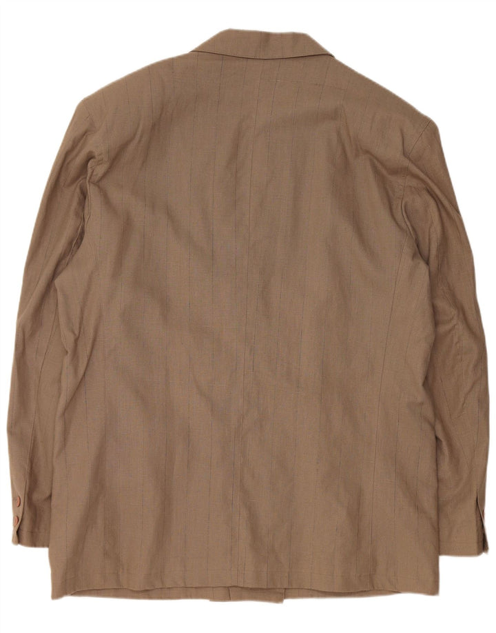 VINTAGE Dobbeltradet blazerjakke til mænd EU 56 3XL brun hør