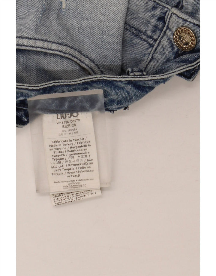 Liu Jo Dame Distressed Mini Denim Nederdel W28 Medium Blue Bomuld