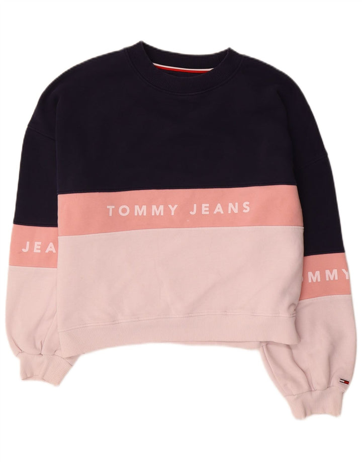 Tommy Hilfiger Dame Oversized Sweatshirt Jumper UK 10 Small Navy Blue