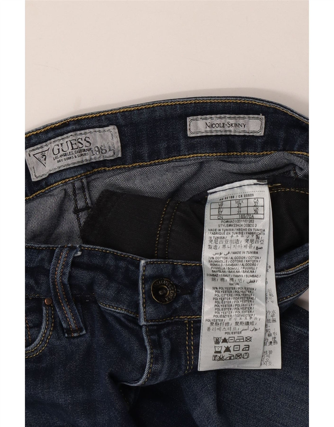 GUESS Dame Nicole Skinny Jeans W29 L30 Blå Bomuld