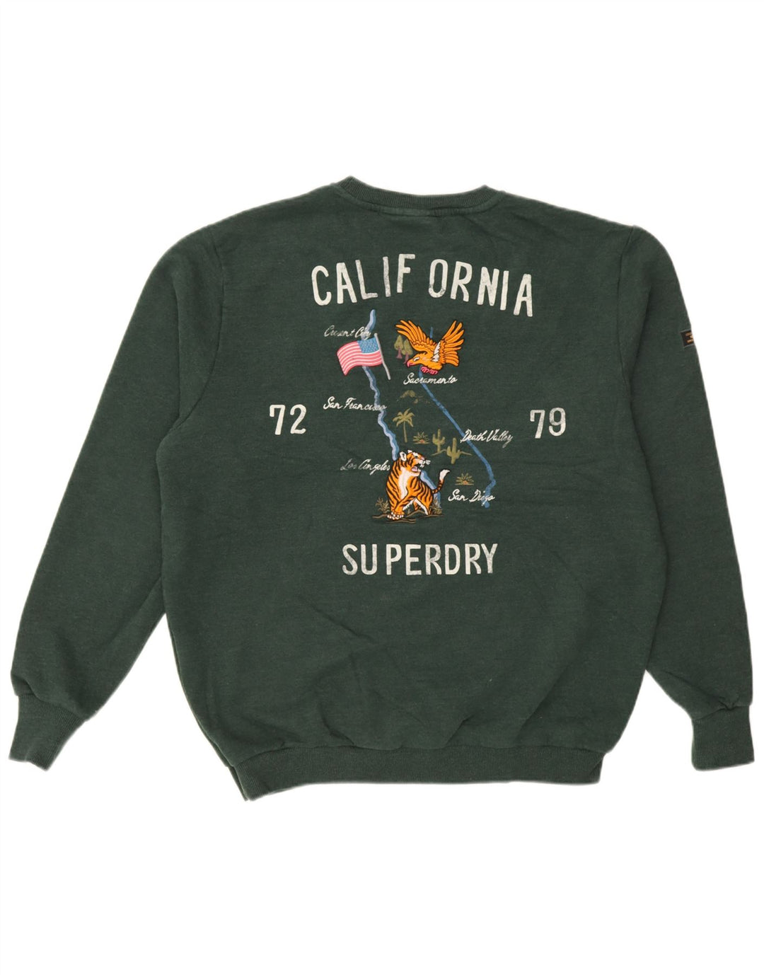 Superdry Herre grafisk sweatshirt Jumper XL Grøn bomuld
