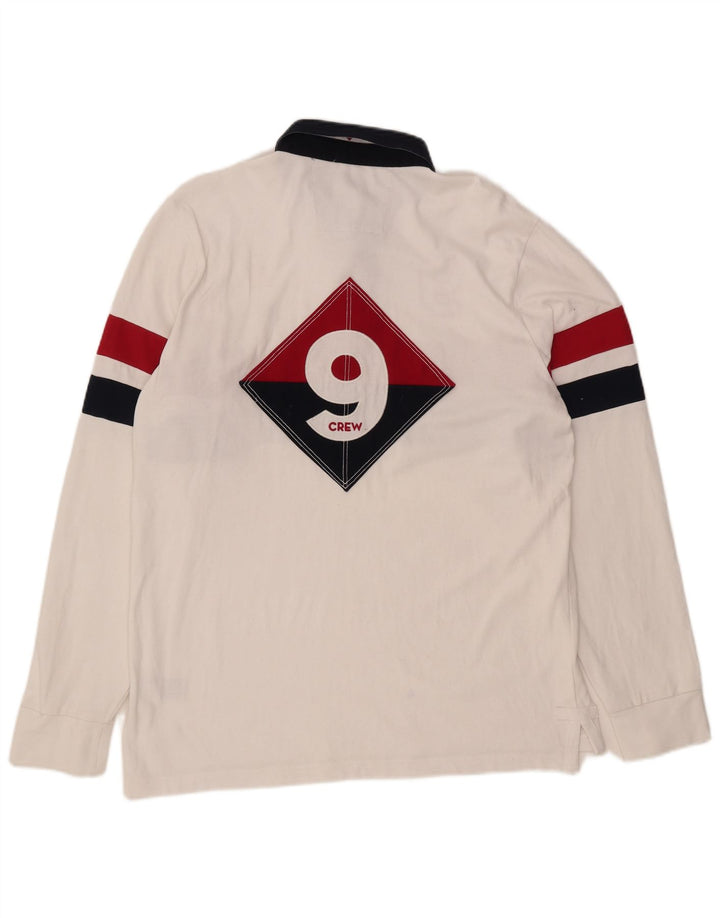 CREW TØJ Herre Grafisk Rugby Polo Shirt Stor hvid Colourblock