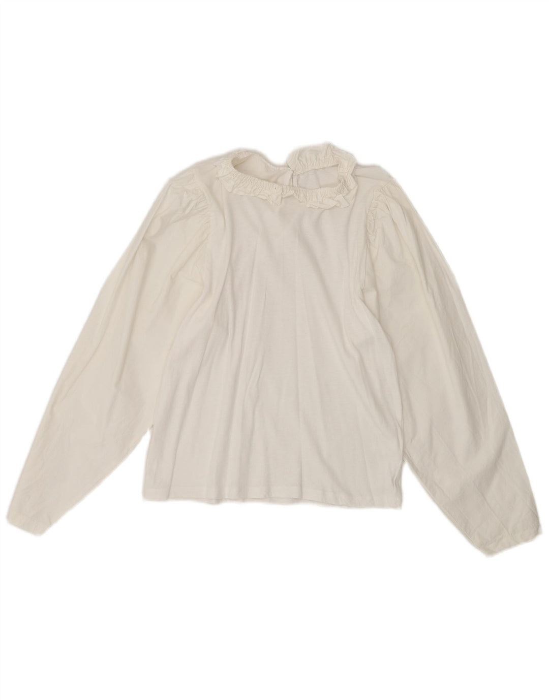 Vintage Dame Langærmet Bluse Top UK 10 Small White