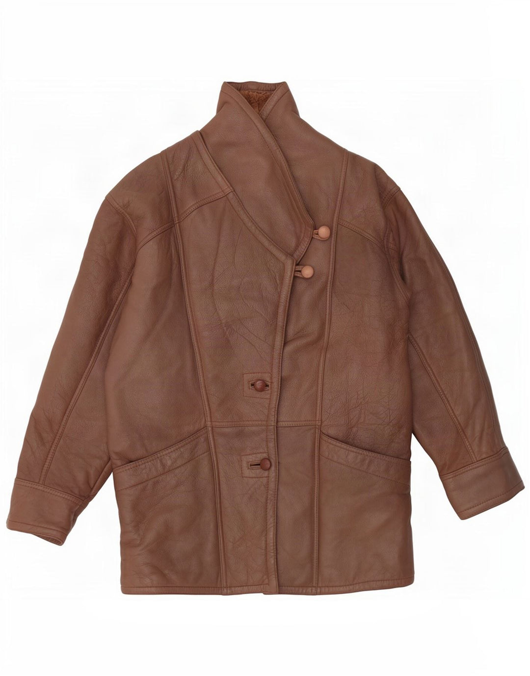 Vintage Dame Shearling Jacket UK 14 Medium Brown
