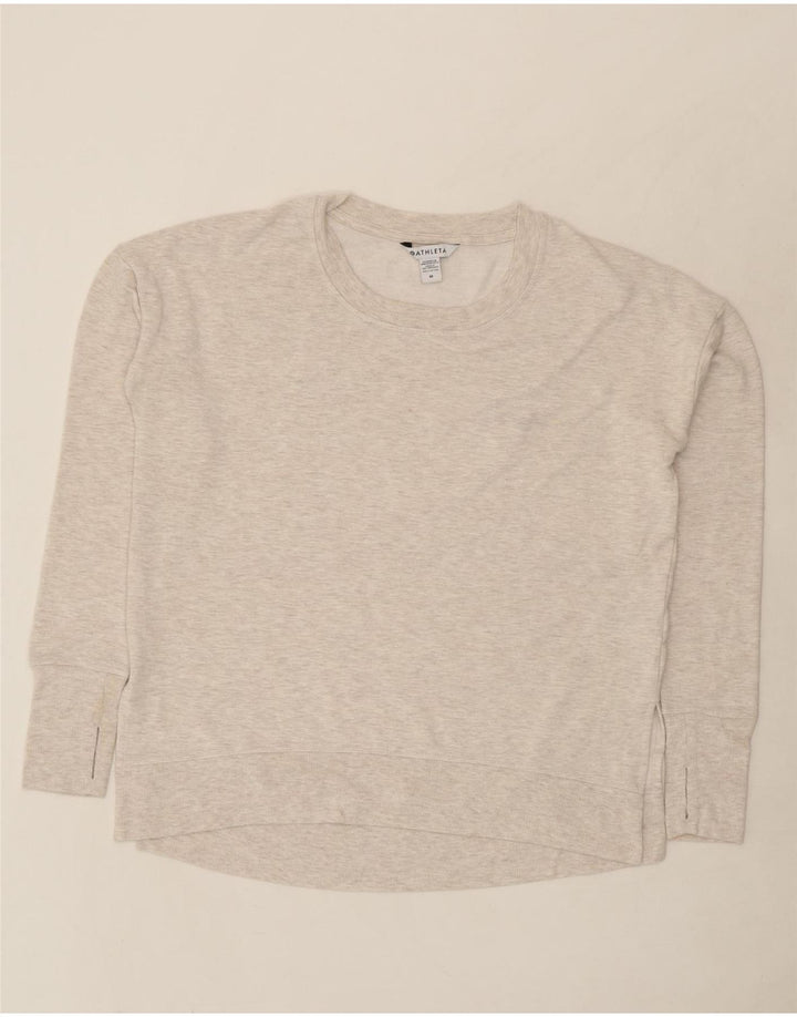 ATHLETA Womens Oversized Sweatshirt Jumper UK 14 Medium Grey Flecked Modal Vintage Athleta and Second-Hand Athleta from Messina Hembry 