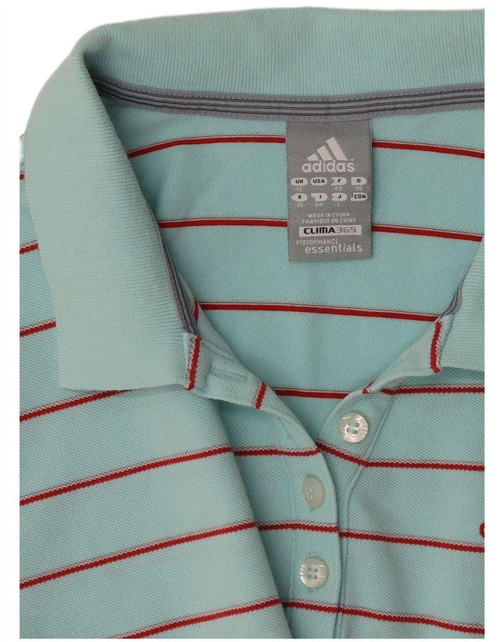Adidas Dame Polo Shirt UK 12 Medium Grøn Stribet