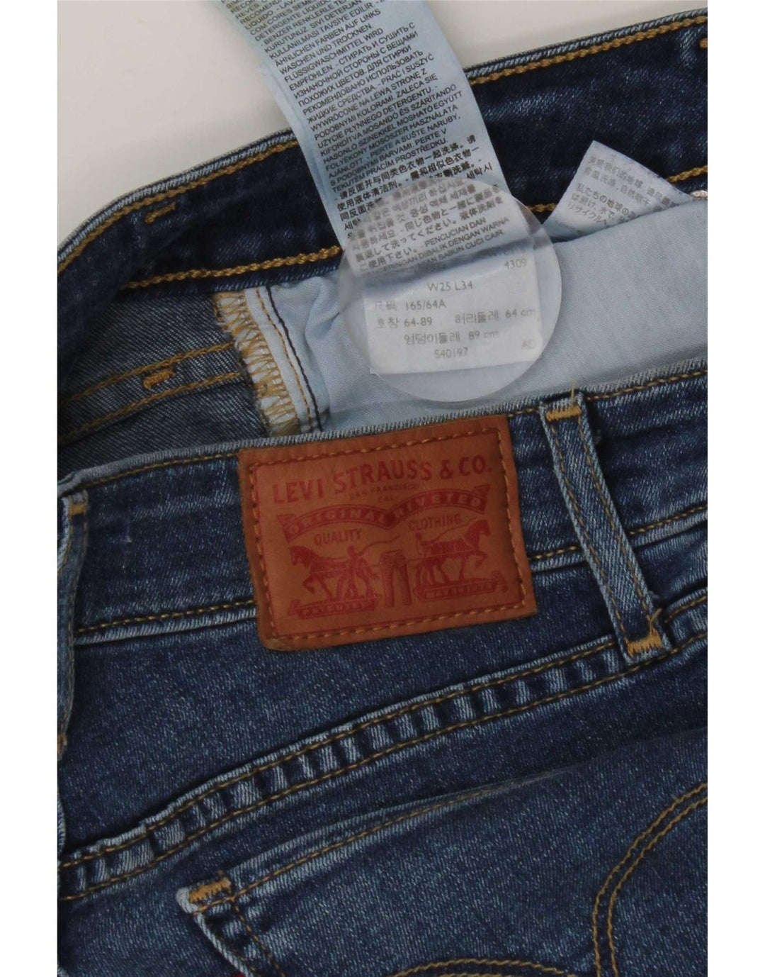 Levi's Dame 714 Straight Jeans W25 L34 Blå Bomuld