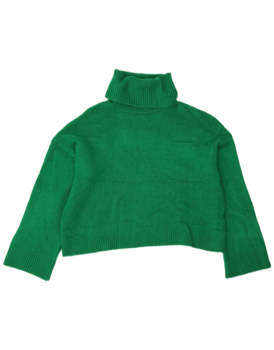 Zara Womens Crop Oversized rullehals sweater UK 10 Small Green
