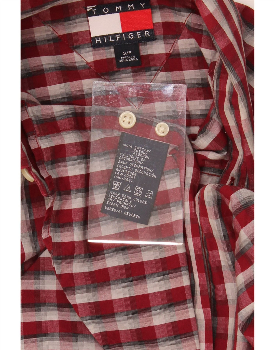 TOMMY HILFIGER Mens Shirt Small Red Check Cotton Vintage Tommy Hilfiger and Second-Hand Tommy Hilfiger from Messina Hembry 
