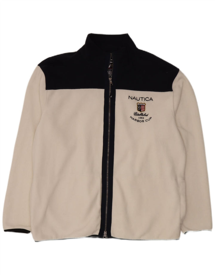Nautica Herre Fleecejakke UK 44 2XL Hvid Colourblock Polyester