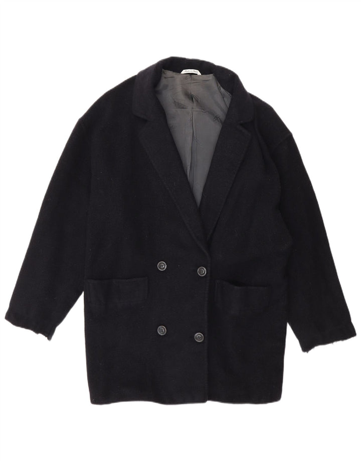 Accento By Marzotto Dame Dobbeltradet Frakke IT 42 Medium Black Wool