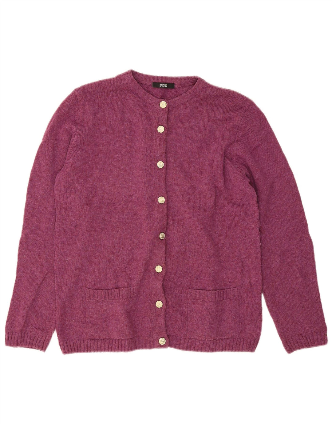 Marks & Spencer Dame Cardigan Sweater UK 12 Medium Lilla Akryl