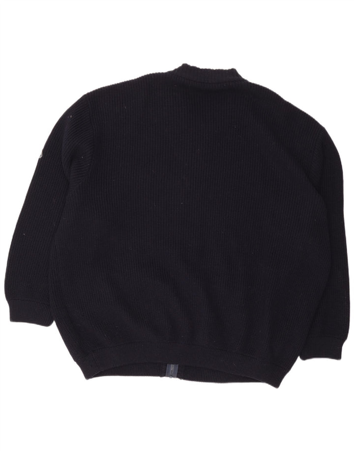 Vintage herre oversized cardigan sweater XL marineblå uld