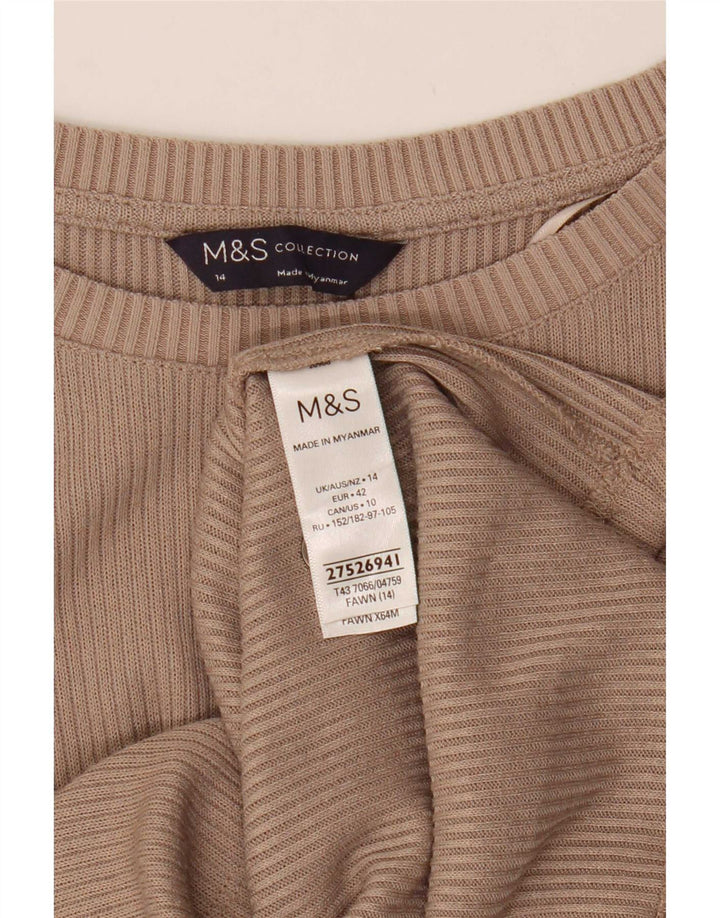 Marks & Spencer Dametop Langærmet UK 14 Medium Beige Polyester