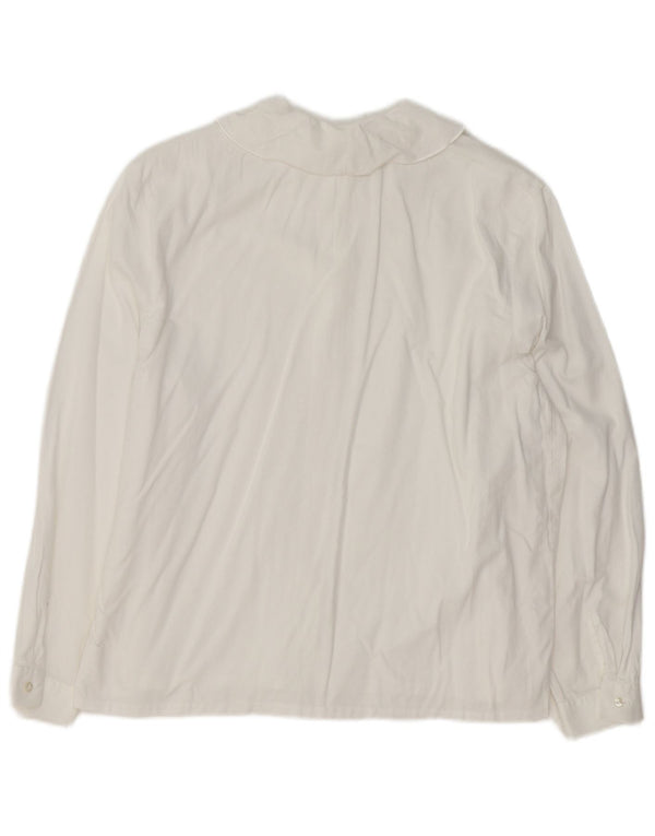 Vintage dameskjorte bluse UK 18 XL hvid blomster