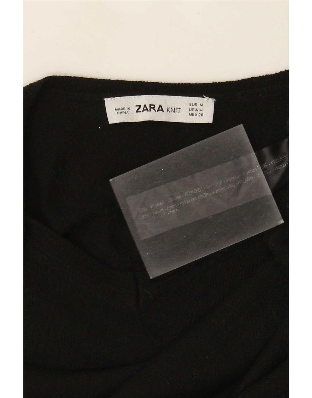 Zara Dame V-hals sweater UK 12 Medium Sort Viscose