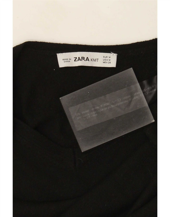 Zara Dame V-hals sweater UK 12 Medium Sort Viscose