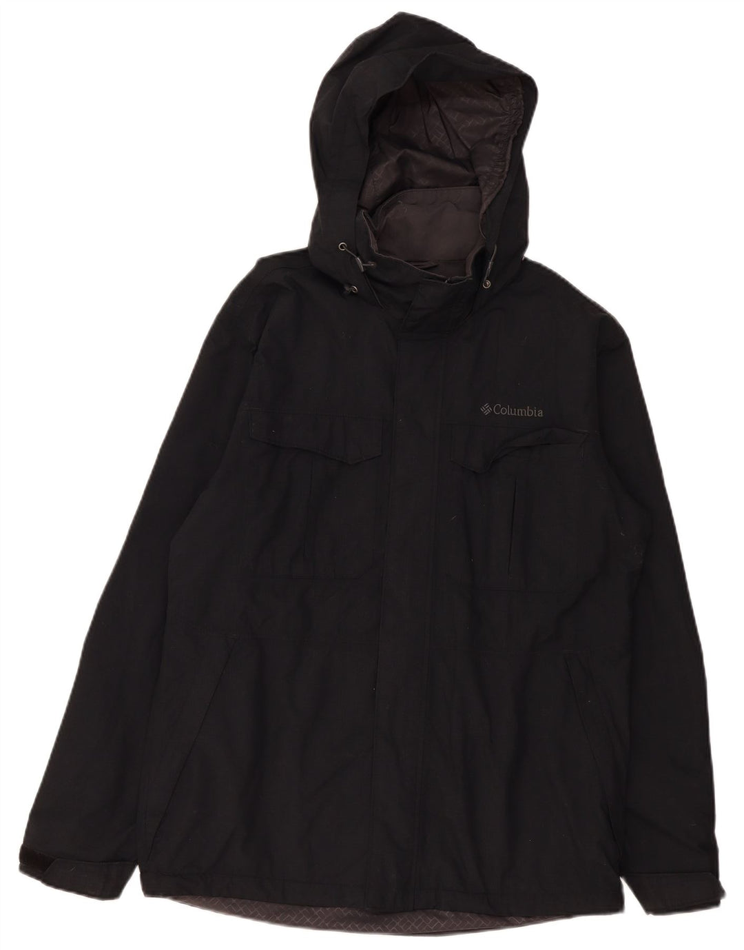 Columbia Herre Hooded Windbreaker Jacket UK 38 Medium Sort Nylon