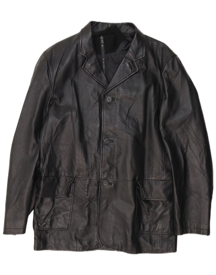 Conbipel Herre 3-knaps læderblazerjakke IT 50 Stor sort læder