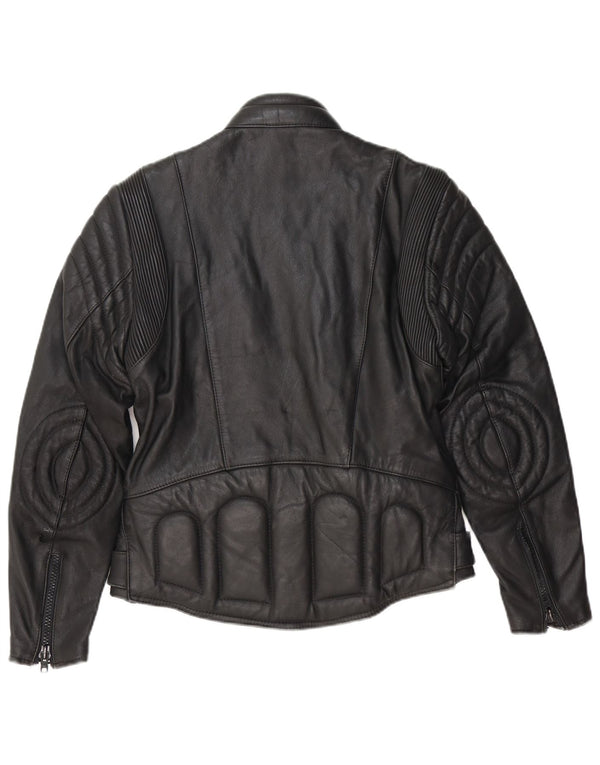 Vintage Herre Læder Biker Jacket EU 48 Medium Sort Læder
