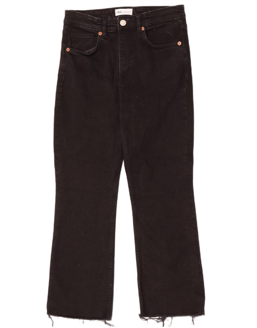 Zara Dame Straight Jeans EU 40 Medium W30 L26 Sort Bomuld