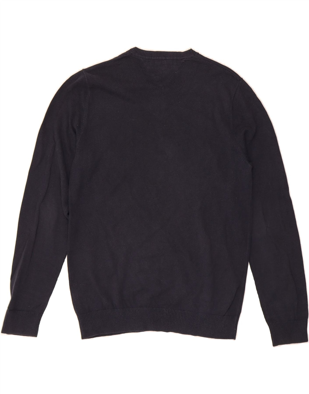 TOMMY HILFIGER Mens V-Neck Jumper Sweater Medium Navy Blue Cotton Vintage Tommy Hilfiger and Second-Hand Tommy Hilfiger from Messina Hembry 