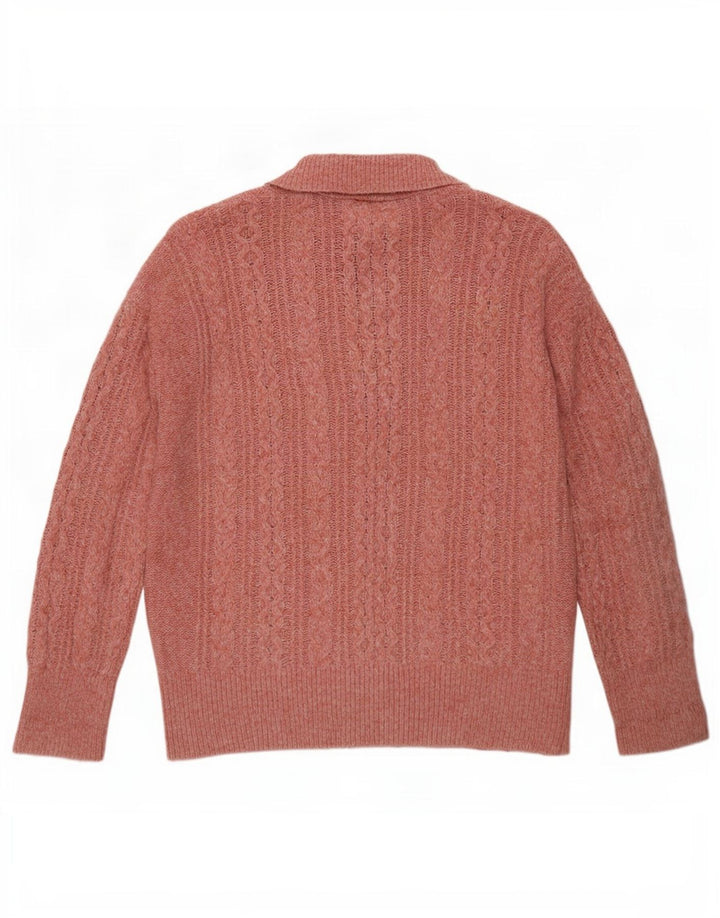 Fat Face Dame Oversized Zip Neck Jumper Sweater UK 14 Medium Pink Nylon
