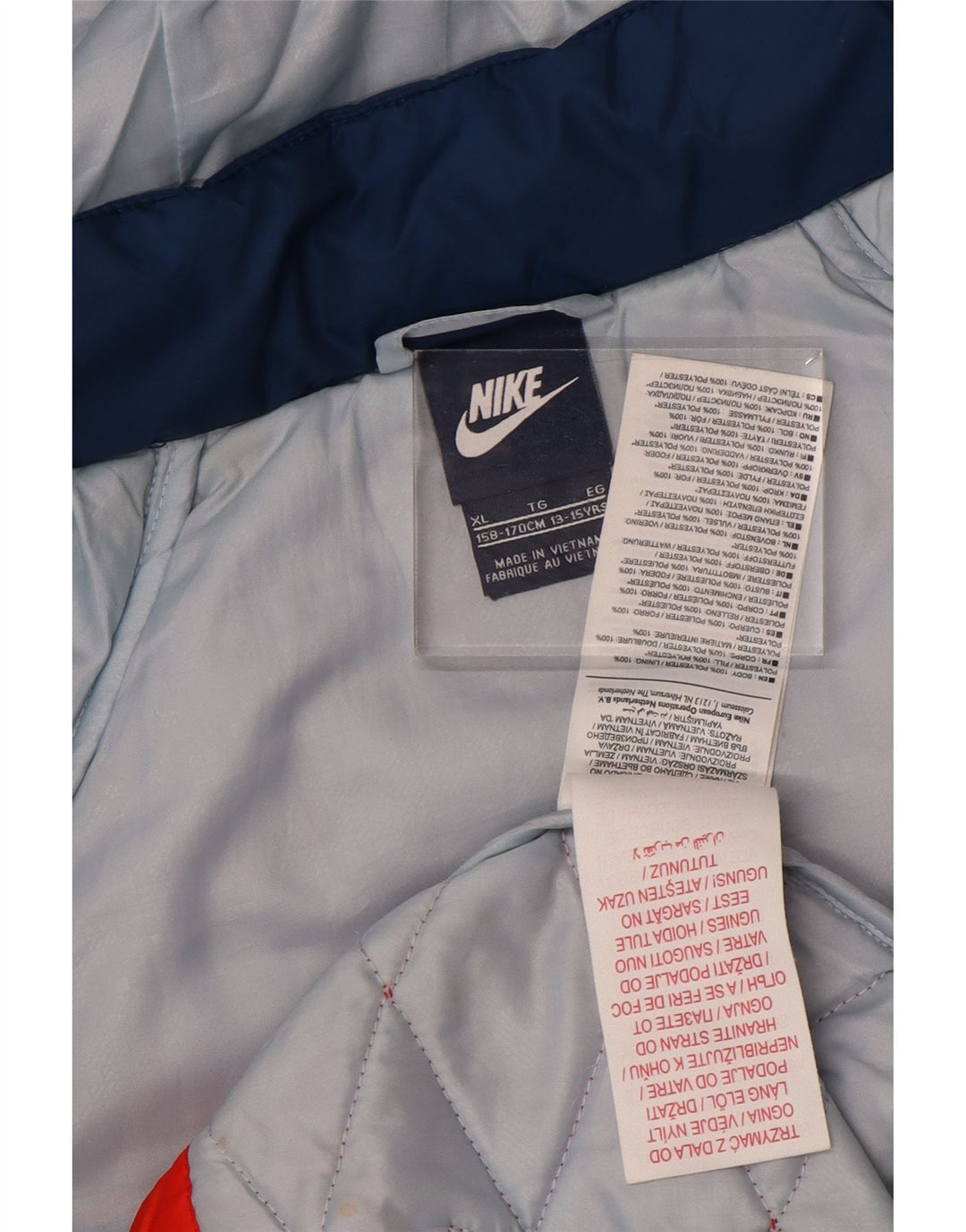 Nike quiltet jakke med hætte til drenge 13-14 år XL Orange Colourblock Polyester