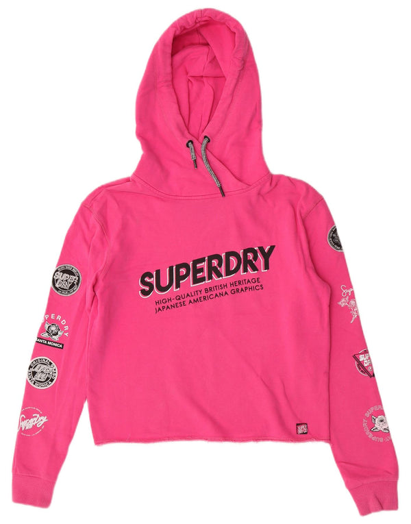 Superdry Grafisk Oversized Hoodie Jumper til kvinder UK 6 XS Pink Bomuld