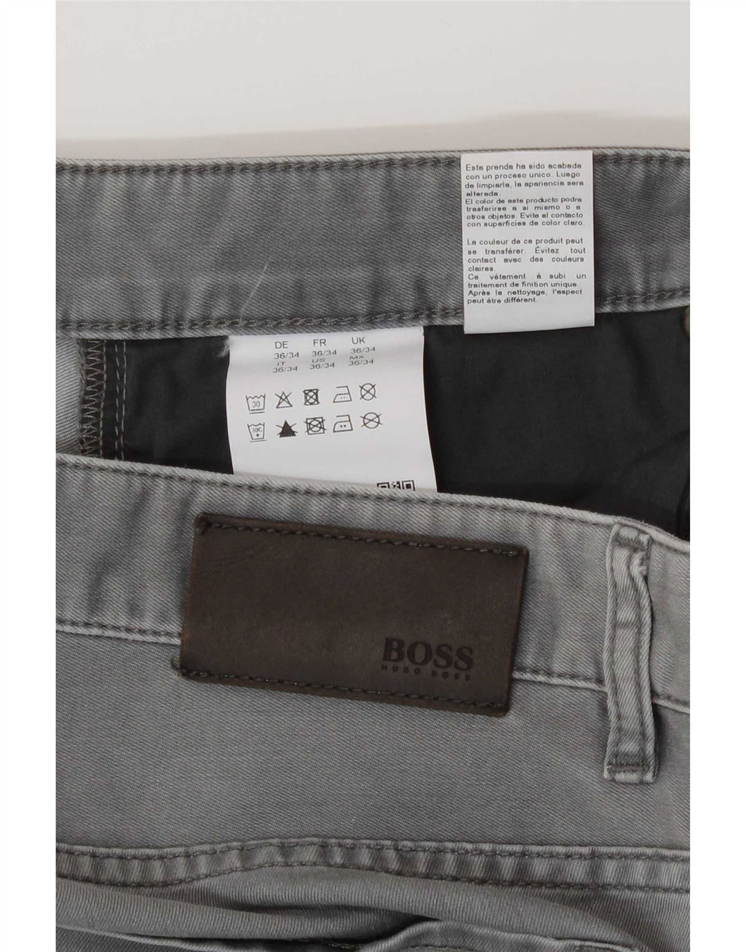 Hugo Boss Straight Jeans til mænd W36 L34 Grå bomuld