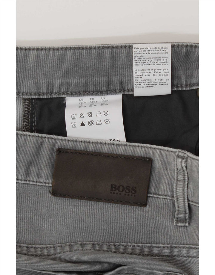 Hugo Boss Straight Jeans til mænd W36 L34 Grå bomuld