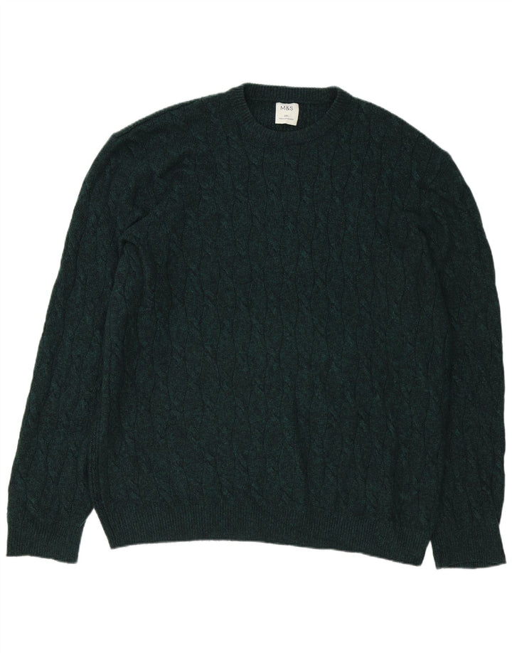 Marks & Spencer Herre sweater med rund hals 2XL Grøn polyamid