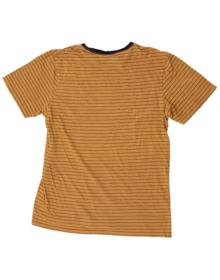 Volcom Herre T-Shirt Top Medium Gul Stribet Bomuld