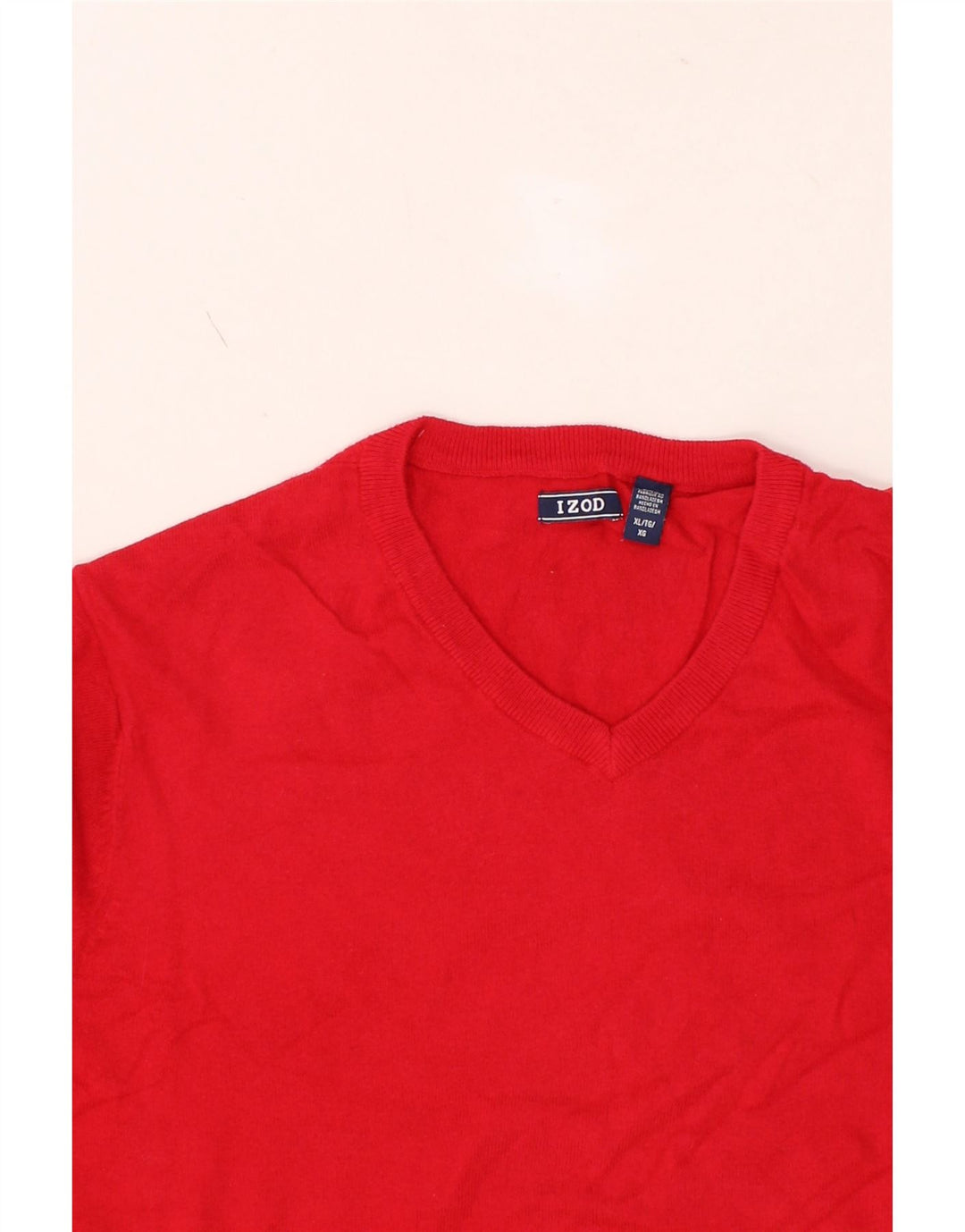 IZOD Mens V-Neck Jumper Sweater XL Red Cotton Vintage Izod and Second-Hand Izod from Messina Hembry 