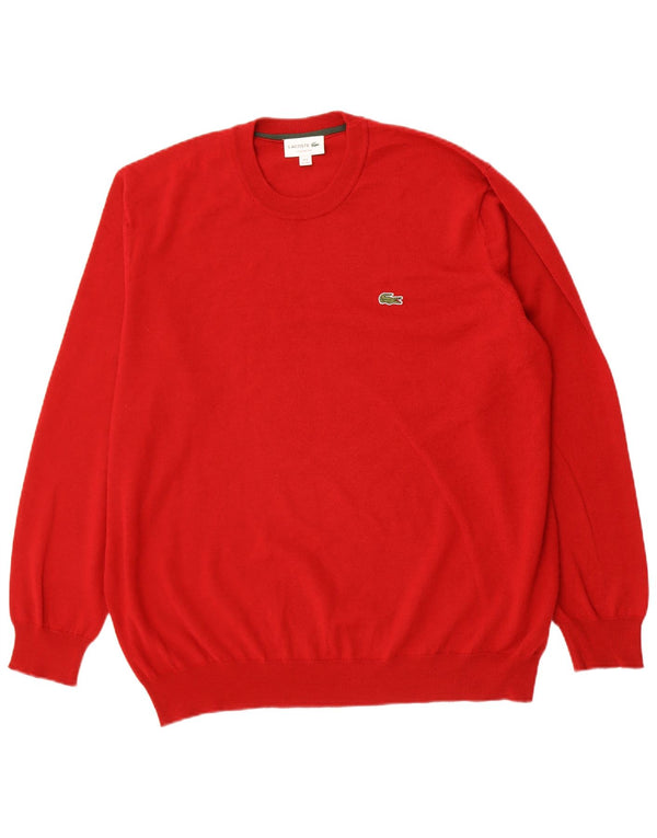 Lacoste Herre Classic Fit Jumper Sweater med rund hals str. 8 3XL rød uld