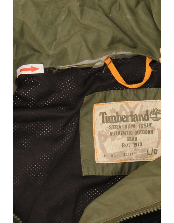 Timberland Herre Hooded Utility Jacket UK 40 Large Khaki Cotton