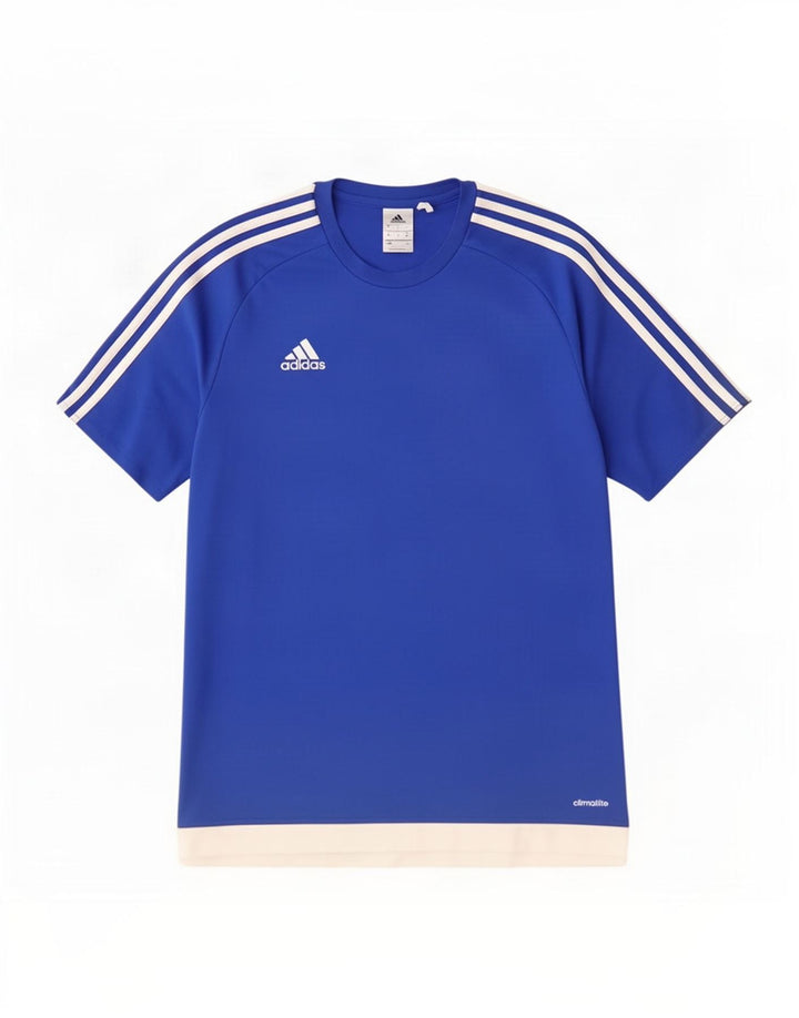 Adidas Herre Climalite T-Shirt Top Medium Blue Colourblock Polyester